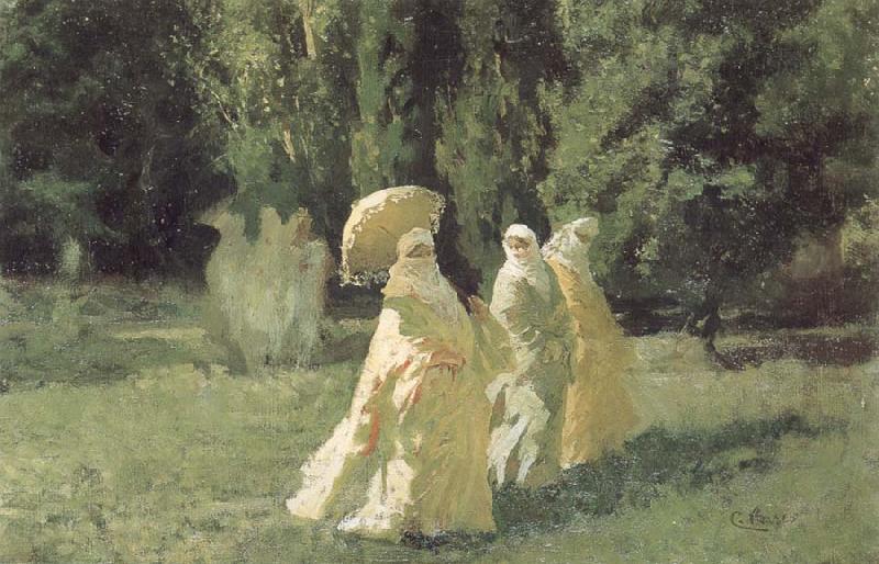 Cesare Biseo The Favorites from the Harem in the Park oil painting picture